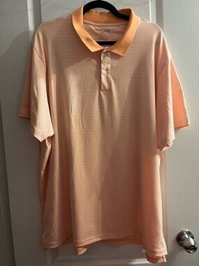 Bonobos Men’s Peach Striped Golf Standard Fit Polo Shirt Size XL